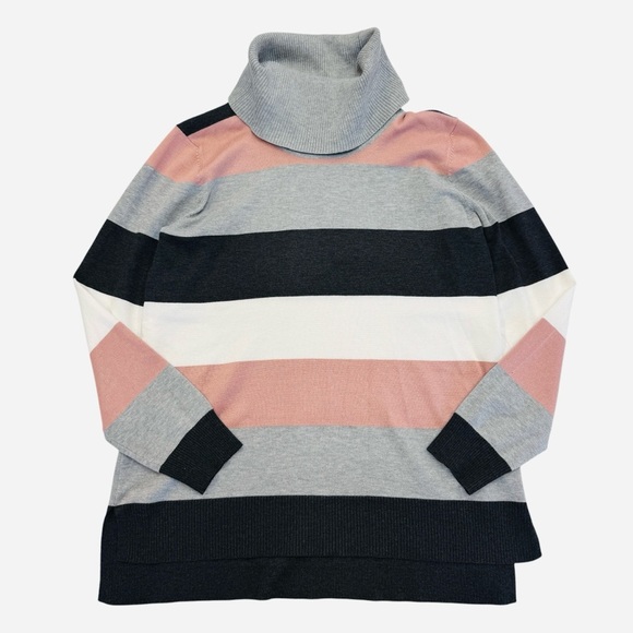 Cable & Gauge NWT Striped Turtleneck Sweater XL - Picture 1 of 6